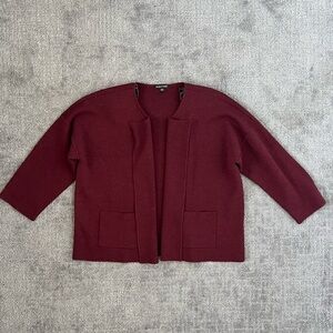 Eileen Fisher Knit Open Front Boxy Cardigan